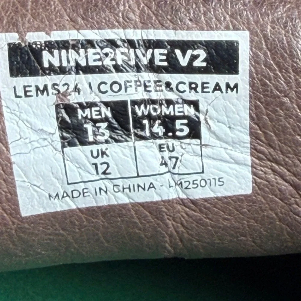 Lems Nine2Five V2 Mens 13 Barefoot Leather Shoes Coffee Cream Brown Minimalist